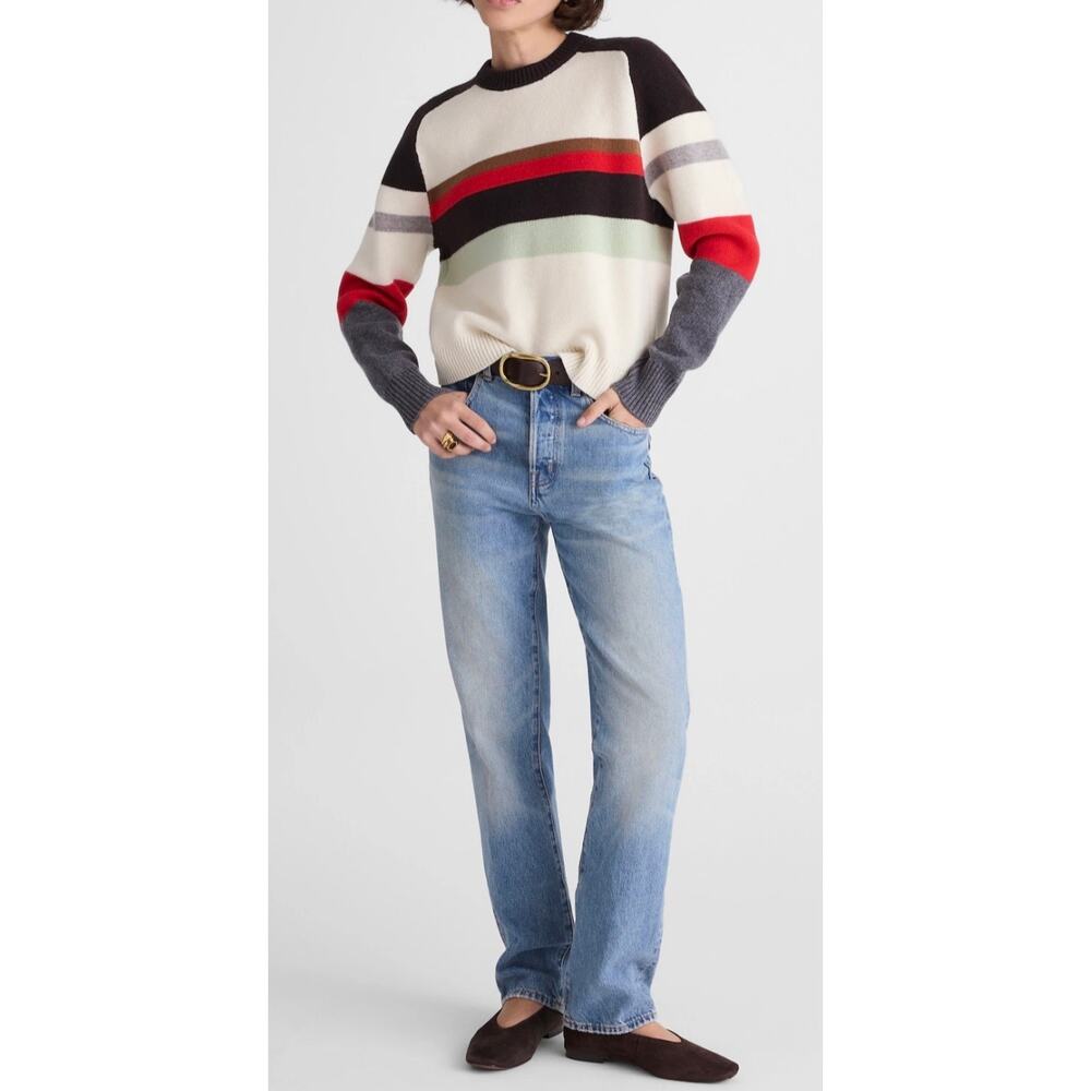 Madewell Raglan Sleeve Colorblock Merino Wool Sweater Sz S NWT